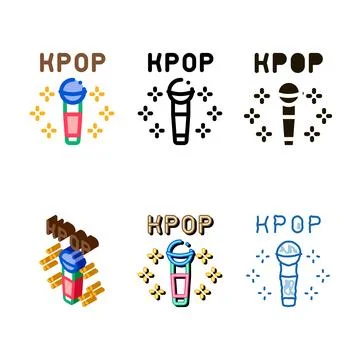 Kpop microphone icon types vector outline Stock Illustration