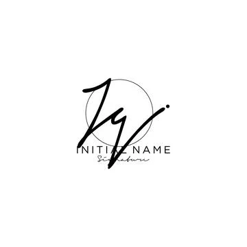 KQ Initial handwriting logo design Stock Illustration