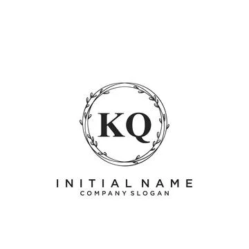 KQ Initial handwriting logo design Stock Illustration
