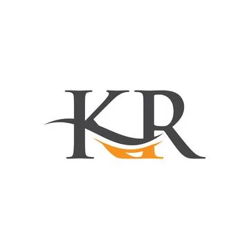 KR Logo design vector. Swoosh letter KR logo design Stock Illustration