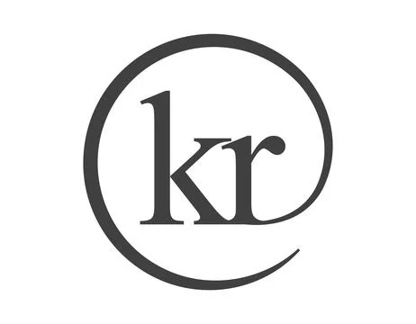 KR logo from two letter with circle shape email sign style. K and R round l.. 스톡 일러스트