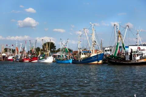 Krabbenkutter in buesum Stock Photos
