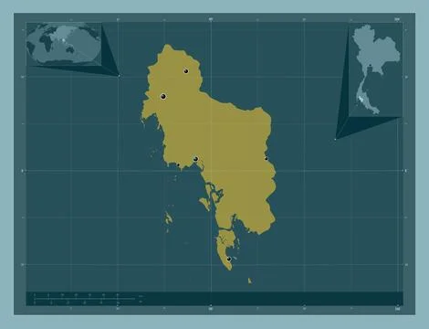 Krabi, Thailand. Solid color shape. Locations of major cities of the region 스톡 일러스트