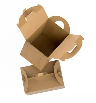 Kraft box with handle Stock Illustration