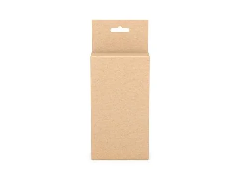 Kraft brown paper Box packaging with Hang Tab Mockup, 3d rendering Illustrazione stock