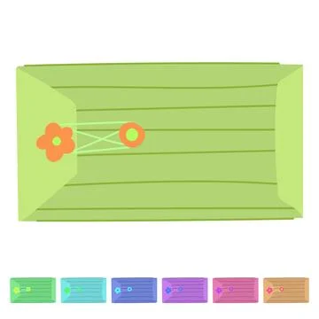 Kraft envelope with string and washer closure graphic Stock Illustration