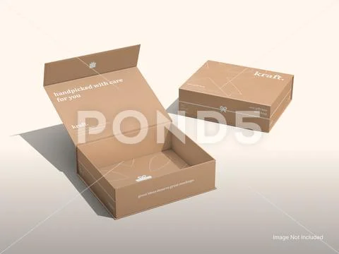 Kraft GIft Box Mockup Present Packaging PSD Template