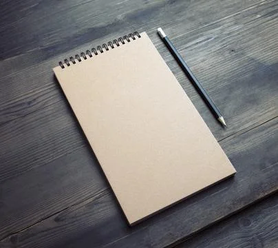 Kraft notepad, pencil Stock Photos