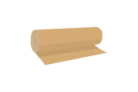 Kraft paper roll for packaging in flat illustration. Kraft paper isolated Illustrazione stock