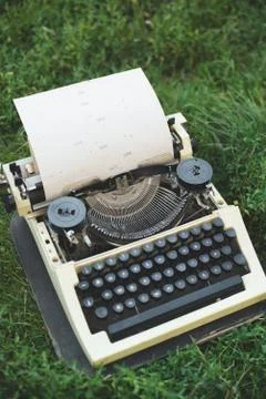Kraft sheet in typewriter Stock Photos