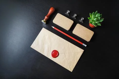 Kraft stationery template Stock Photos