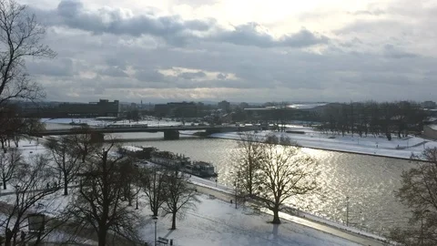 KRAKOV TIME LAPSE BRIDGE during winter. Stock Footage 126093379