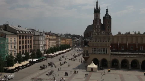 Krakow central square back side poland 2011 Stock Footage 139104856