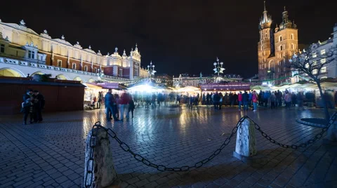 Krakow christmas market timelapse Stock Footage 59661077