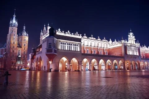 Krakow medieval main square Stock Photos