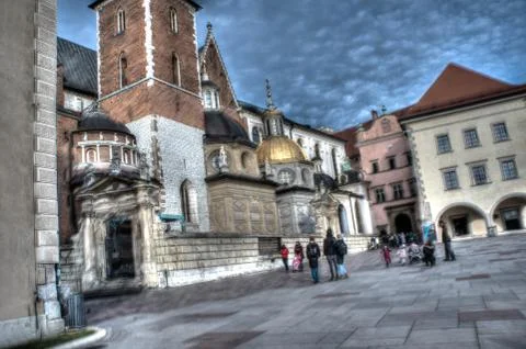 Krakow Poland 22.11.2020 The royal castle at the Wawel Castle. Wawel during t Stock Photos