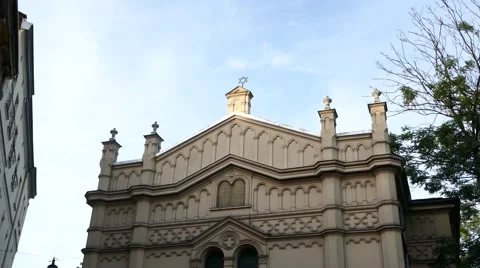 Krakow, Poland, August 2016: A synagogue in krakow jewish quarter Stock Footage 67895977