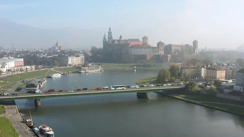 Krakow, traffic on a bridge Stock Footage 119103596