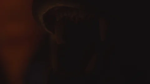 Krampus austrian tradition close up of evil teeth monster Stock Footage 117218429