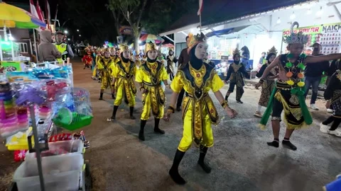 Kranggan Merdeka Carnival Parade Featuring Traditional Youth Dancers Stock Footage 345201526