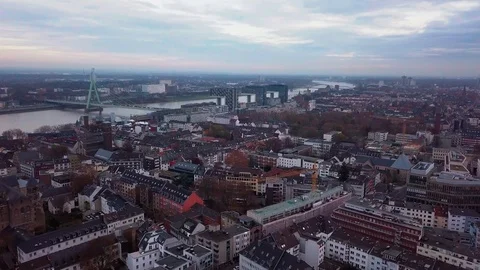 Kranhaeuser And Old Town Cologne Stock Footage 99378247