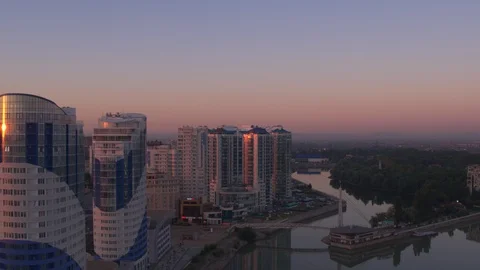 Krasnodar towers forward down bridge of kisses Apple ProRes 422 HQ Stock Footage 95637849