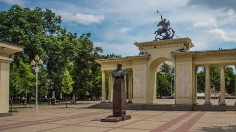 Krasnodar Triumphal arch hyper lapse. Krasnodar landmark Stock-Footage 84737258