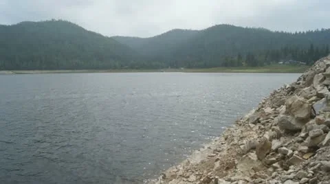 Krasnoyarsk Reservoir Biryusa Bay (pan left) Stock Footage