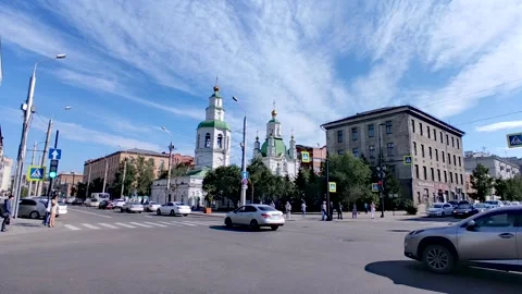 Krasnoyarsk. Square of geologists. Camera Video stock 248404270