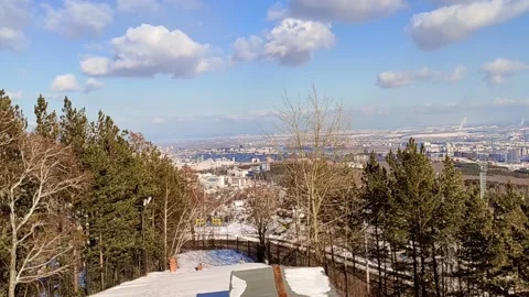 Krasnoyarsk view from the mountain, clouds timelapse Stock Footage 237444154