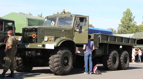 Kraz 255B Polish army equipment truck | Stock Video | Pond5