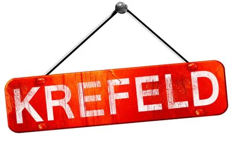 Krefeld, 3D rendering, a red hanging sign Stock Illustration