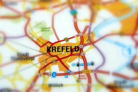 Krefeld on a map Stock Photos