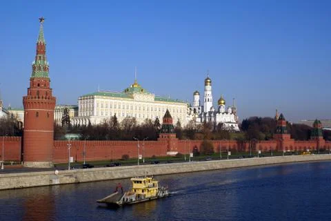 Kremlin and boat Stock Photos