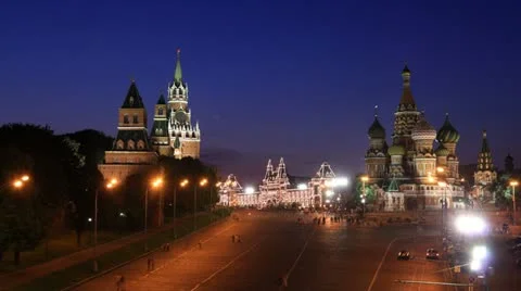 Kremlin and Saint Basil's Cathedral night timelapse 库存影片 11499484