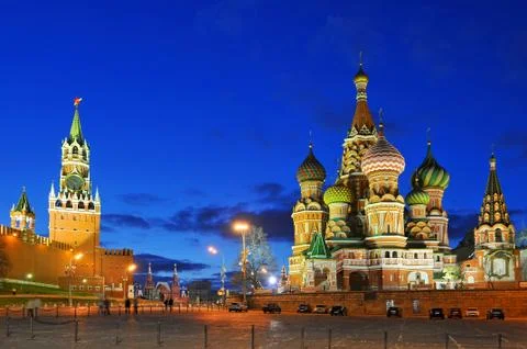 Kremlin and Saint Basil's Cathedral, Red Square, Moscow. Stock Photos