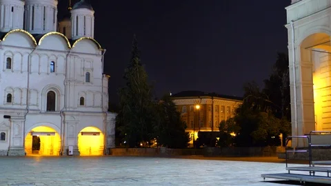 Kremlin and St Basil's Cathedral at the Red Square in Moscow, Russia. Moscow Stock-Footage 87449679