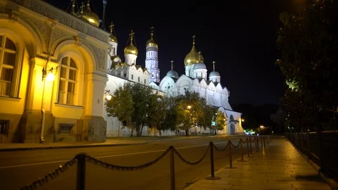 Kremlin and St Basil's Cathedral at the Red Square in Moscow, Russia. Moscow Stock-Footage 87462689