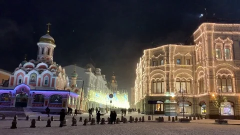 Kremlin, blizzard on the Red Square of Moscow Stock Footage 103411520