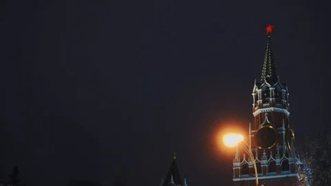 Kremlin Chimes and Saint Basil's Cathedral in Red Square, symbols of the country Stock Footage 103193362