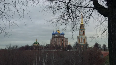 Kremlin of the city of Ryazan Stock Footage 75398508
