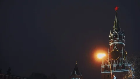 Kremlin Clock or Chimes, Red Square, Moscow, most popular symbols of the country Stock Footage 103193194