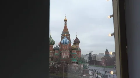 Kremlin Clock on the Spasskaya Tower Stock Footage 98661754