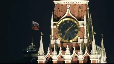 Kremlin Clock Tower Close up Stock Footage 166120418
