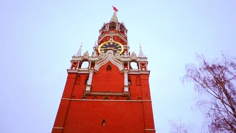 Kremlin clock tower in the evening Stock Footage 121468001
