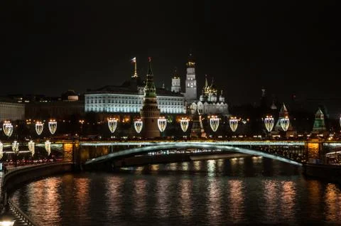 Kremlin at holiday night Stock Photos