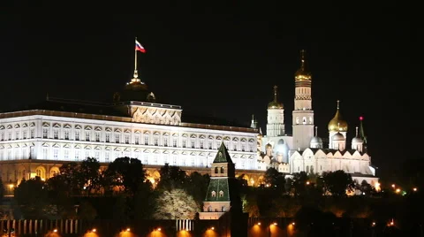 Kremlin at night Stock Footage 44754027