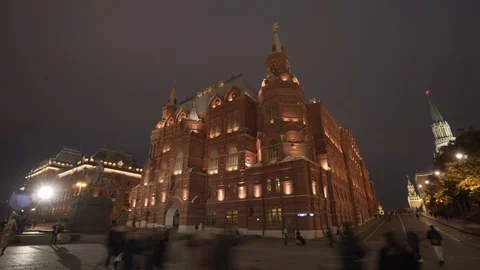 Kremlin Red Square nightime timelapse hyperlapse in Moscow city 動画素材 119152016