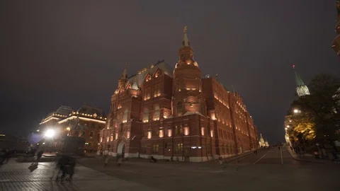 Kremlin Red Square nightime timelapse hyperlapse in Moscow city Vidéo 119152423