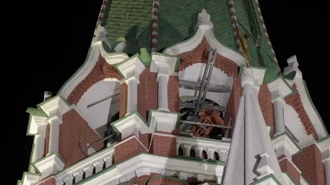 Kremlin ruby star and tower as a symbol of Russia power and the President of Stock Footage